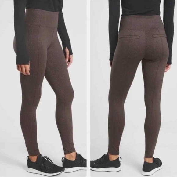 Athleta Pants - Athleta Delancey Herringbone Tight Brown Leggings Size Small Petite Workwear